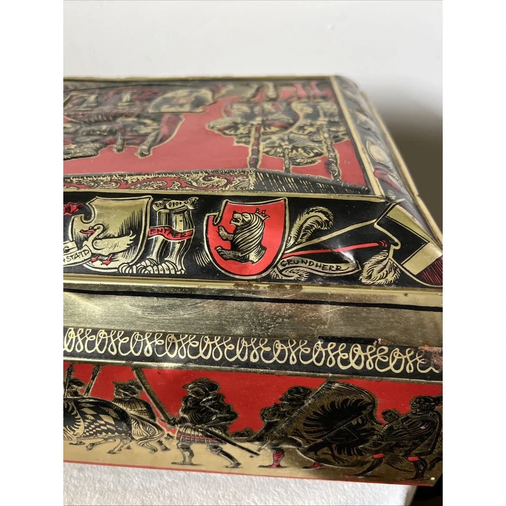 Vtg Germany E Otto Schmidt Large Tin Box Hinged Top Nurnberg Lebkuchen-Schmidt